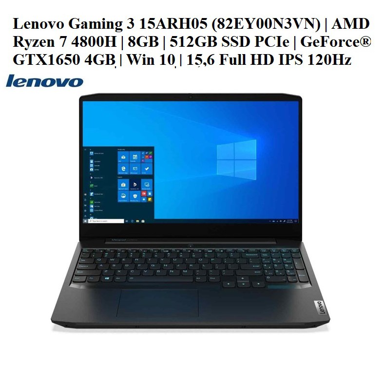 LapTop Lenovo Gaming 3 15ARH05 82EY00N3VN |Ryzen 7 4800H |8GB |512GB SSD PCIe |GTX1650 4GB |Win 10 |15,6&quot; FHD IPS 120Hz