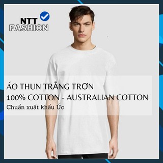 Áo Thun Trắng Trơn Autralian Cotton 🔹100% COTTON🔹 Áo Thun Tay Ngắn Nam Nữ Unisex Chuẩn Xuất Khẩu Úc