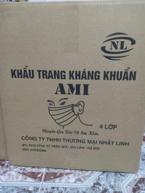 Khẩu trang y tế 4 lớp Ami hộp 50 cái hàng chuẩn có dập chữ