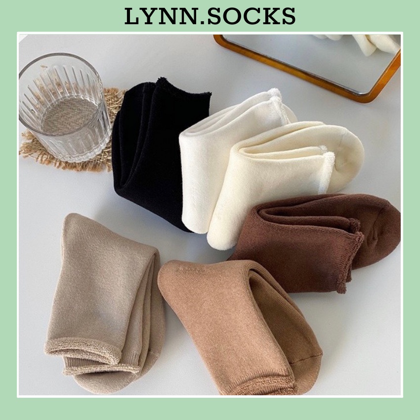 Vớ cổ cao nam nữ len dày trơn hàn quốc basic tất dài cotton thời trang đẹp LYNN VC024