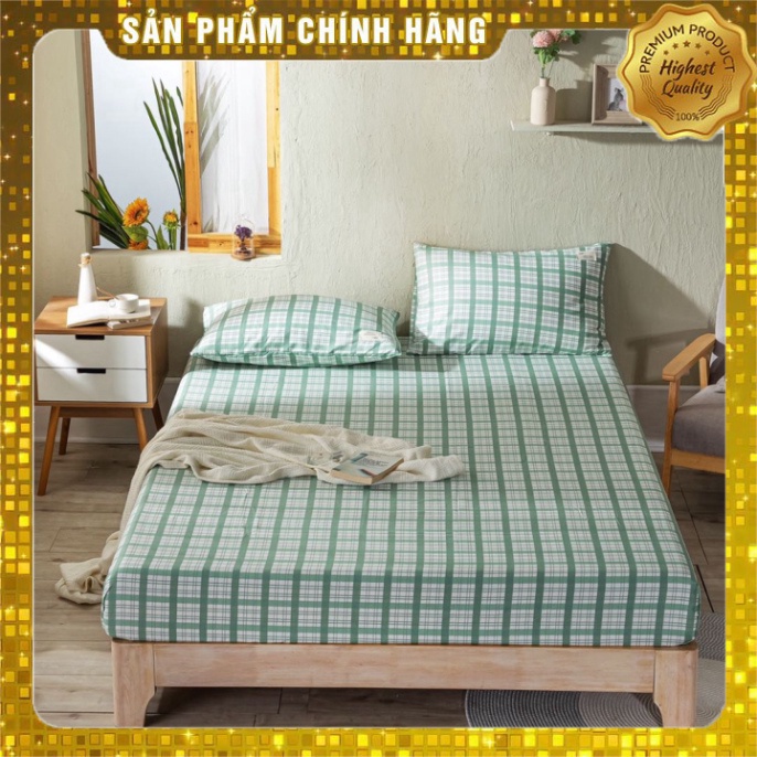 Set 3 món Bộ ga giường vỏ gối cotton tici họa tiết kẻ sọc chấm bi | BigBuy360 - bigbuy360.vn