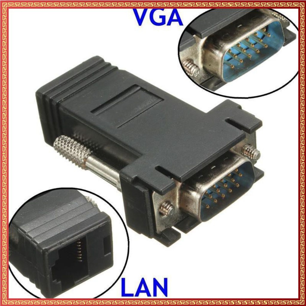 [Loại 1] 2 Đầu chuyển đổi VGA sang cáp mạng RJ45 CAT5 CAT6-30M