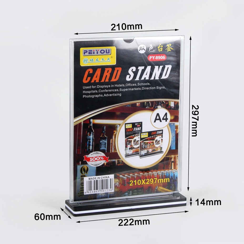 Kệ mica để bàn A4 A5 A6 B6 A7, menu mica dày 5mm đủ kích thước