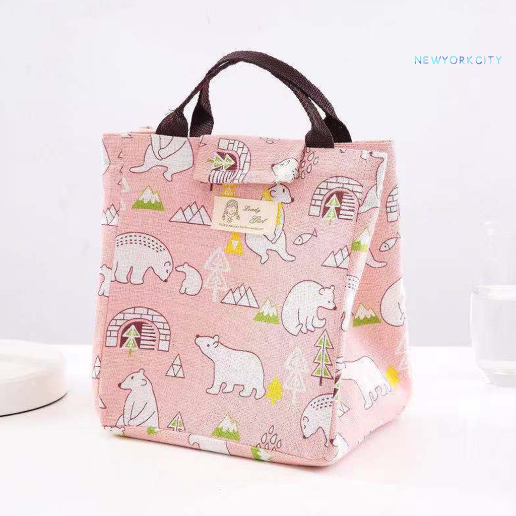 Túi Đựng Cơm Trưa Xách Tay In Họa Tiết Hoạt Hình Dễ Thương Có Thể Gấp Gọn Tiện Dụng