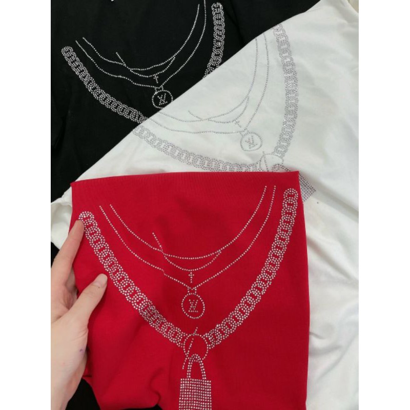 GIÁ SỈ Áo phông cotton đính đá hàng túi zip đẹp