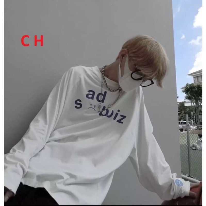 Áo Sweater Nỉ Sadboiz Unisex Chất Nỉ BôngThun dài tay Unisex nam nữChất cotton form &lt;60kgThời trang thu đông