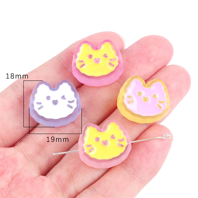 Set 4 / 10 Hạt Nhựa Acrylic Trong Suốt Hình Hoa / Gấu / Cherry Tự Làm Trang Sức