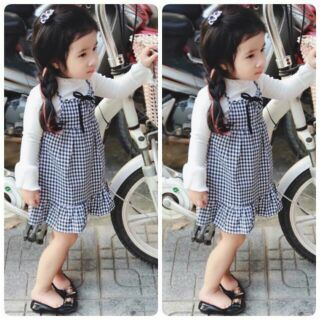 Set váy kẻ kèm áo