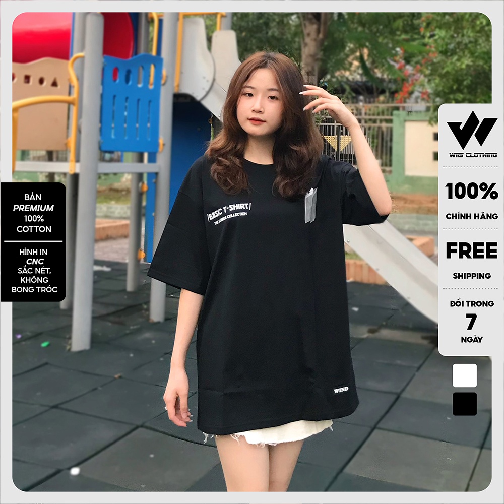 Áo thun tay lỡ unisex form rộng WIIS phông oversize cotton 65% TSHIRT nam nữ