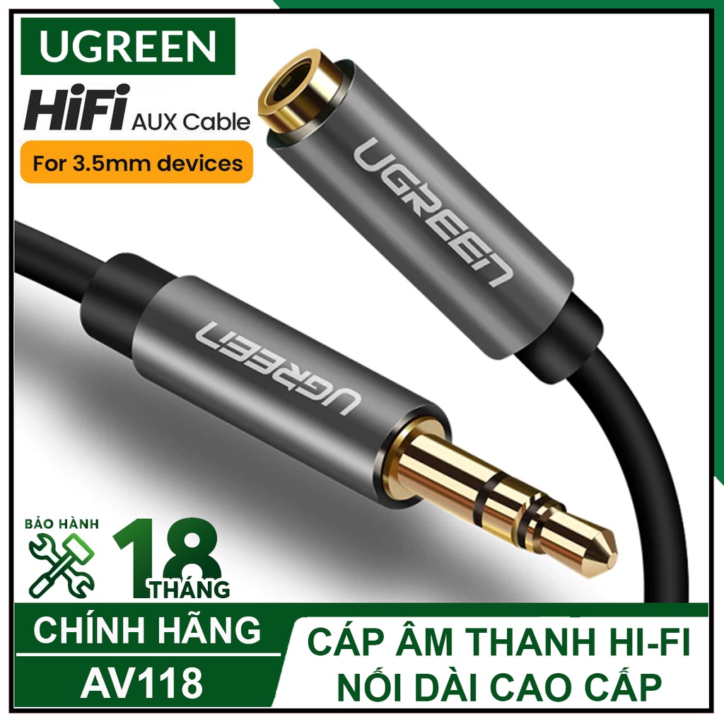 Cáp Âm Thanh 3.5mm HiFi Nối Dài Cao Cấp, UGREEN AV118 Chính Hãng