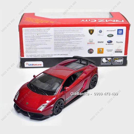 XE MÔ HÌNH SẮT TỈ LỆ 1:36 - LAMBO GALLARDO LP570-4 - SUPERLEGGA - ĐỎ - RMZ - 7126.2