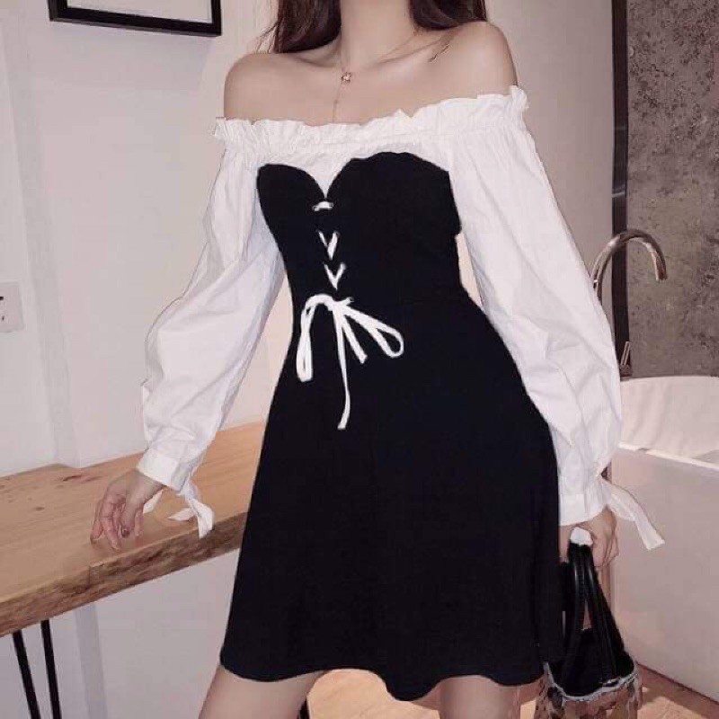 FERY DRESS - ĐẦM TRỄ VAI PHỐI TRẮNG ĐAN DÂY NGỰC | BigBuy360 - bigbuy360.vn