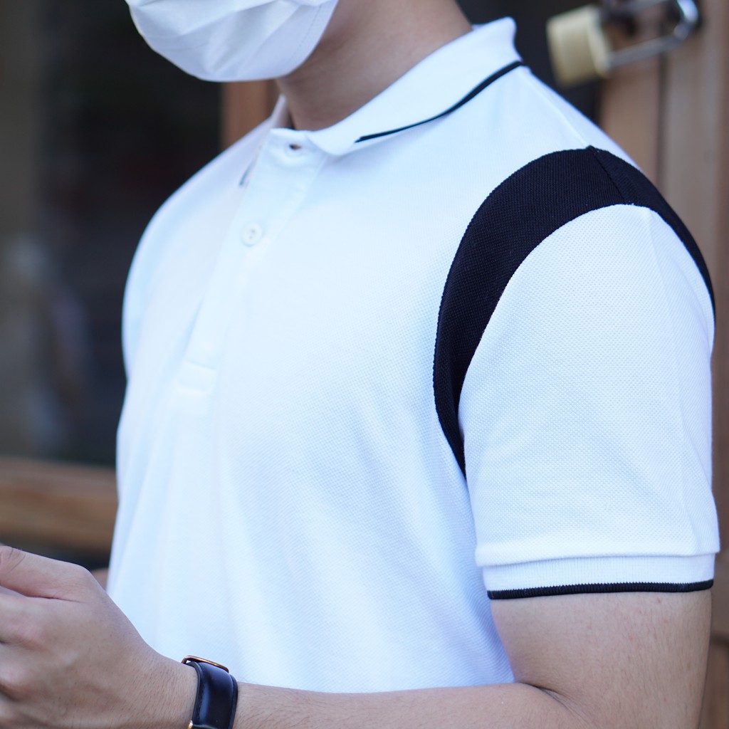 Áo phông nam có cổ Cotton 240gsm phiên bản Polo ComfortMax 1.0 phối đen dày dặn lịch sự thoải mái - thương hiệu MANWAY | BigBuy360 - bigbuy360.vn
