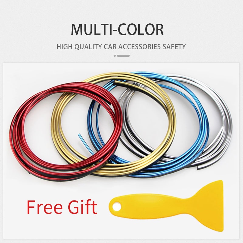 Chỉ Trang Trí ô tô Dải Viền Trang Trí Xe Hơi Bằng Chất Liệu PVC Mạ Điện Chống Va Chạm 5M Thông Dụng Tự động chống va chạm Trầy xước Trang trí Dải trang trí Bảo vệ Dòng điện tử PVC Phụ kiện thay thế ô tô