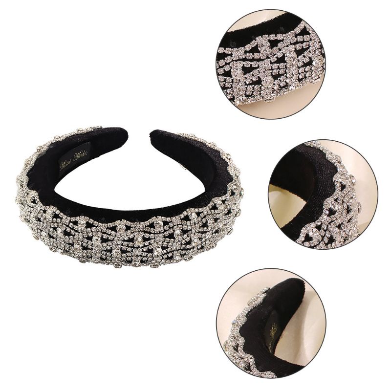 Băng Đô Nhung Gợn Sóng Đính Đá Lấp Lánh Cho Nữ