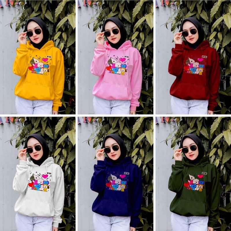 Áo Hoodie Họa Tiết Myhoky Bt21 Dễ Thương Cho Nữ