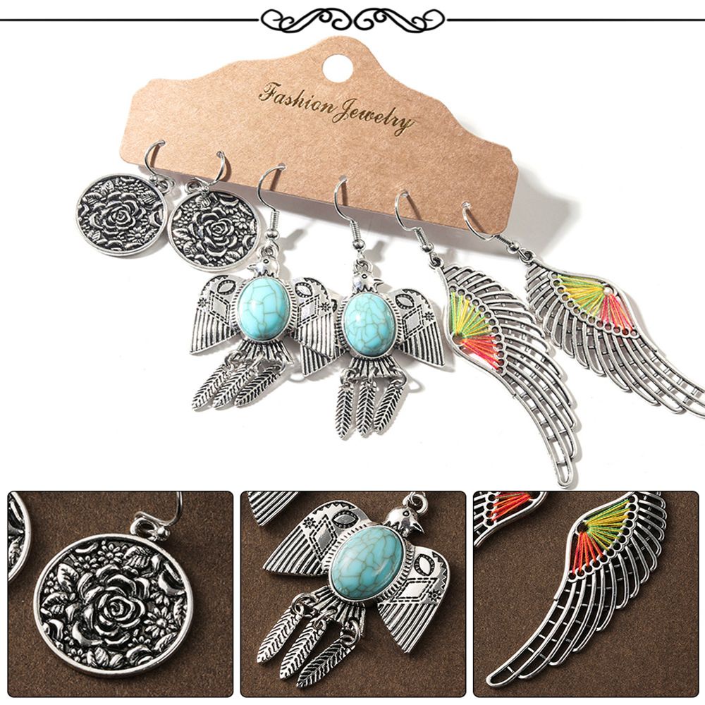 Set 3 đôi bông tai dáng dài phong cách boho thời trang dành cho nữ