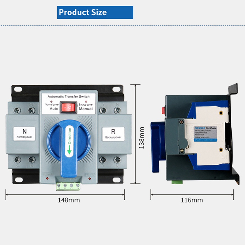 2 Công Tắc Chuyển Đổi Điện Áp Tự Động 63A 230V MCB 230V 50 / 60Hz