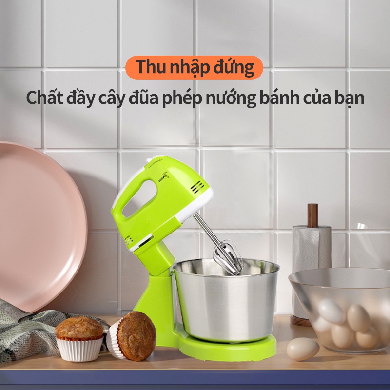 Nhào Bột Cầm Tay Và Để Bàn Kèm Tô 2 Lít Công Suất Lớn 350W 7 Tốc Độ Điều Chỉnh Đánh Kem-Trộn Bột Cực Nhanh Siêu Bền