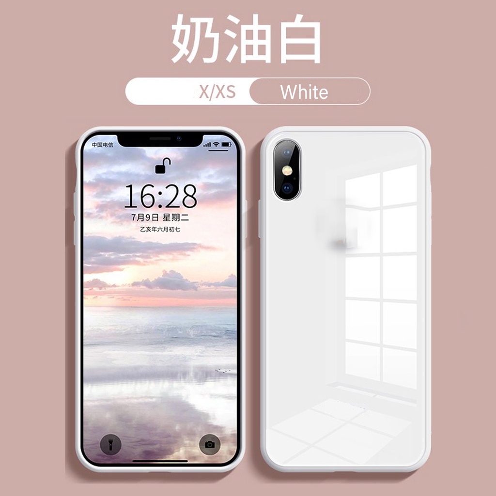 Kính cường lực khung silicon mềm Vỏ điện thoại 7 8 Plus X Xs Max XR 11 11Pro 11Pro Max