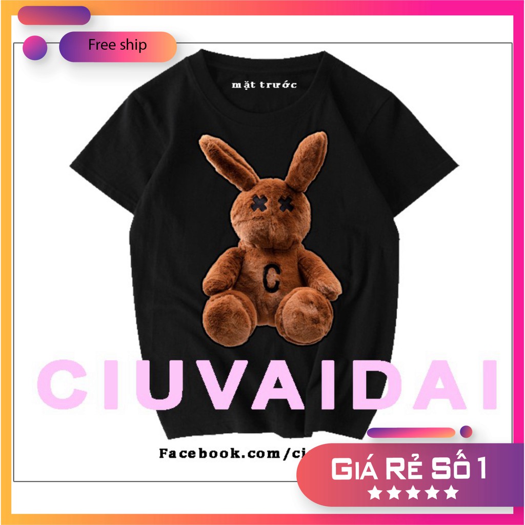 Áo Thun Unisex Form Rộng Tay Lỡ Nam Nữ BAD RABBIT Thỏ Dễ Thương - Phong Cách Hàn Quốc