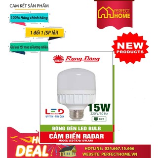 Bão sale bóng đèn led bulb rạng đông cảm biến led tr70/15w.rad ánh sáng trắng