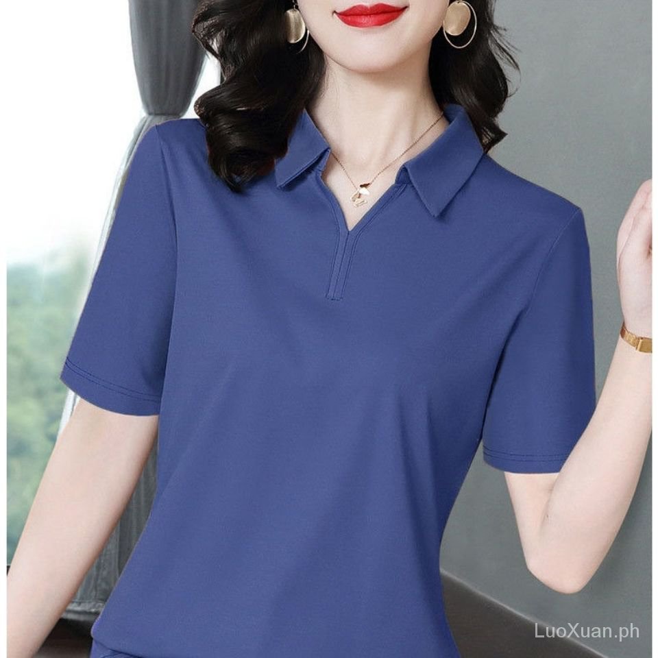 Áo Sơ Mi Tay Ngắn Dáng Rộng Thời Trang Cho Phụ Nữ Trung Niên