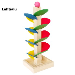 Lahtialu Educational Assembling Toy Wooden Tree Marble Ball Run Track Game Baby Kids Gift