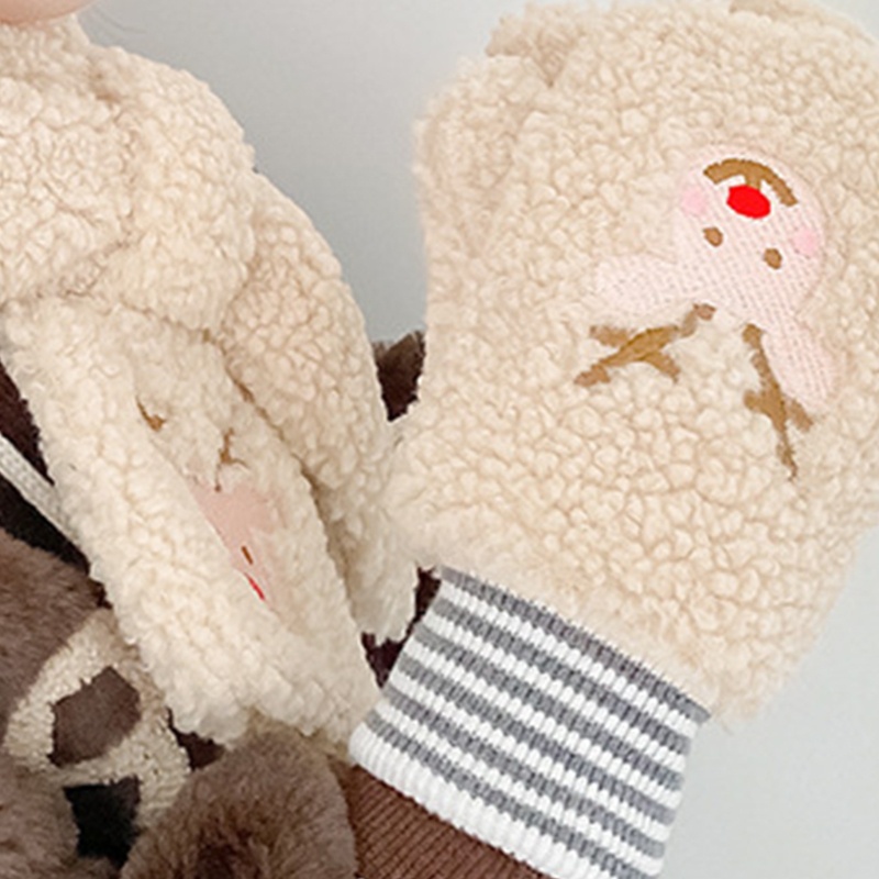 Bộ 3 Món Mũ beanie + Găng Tay + Khăn Choàng + Khăn Choàng + Mũ Họa Tiết Hoạt Hình Giữ Ấm Mùa