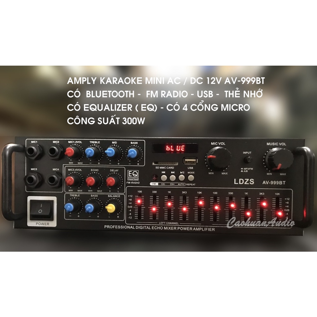 Amply mini AC / DC 12V bluetooth / USB / thẻ SD / Radio CALIFLOWER BX2277 và AV-999BT