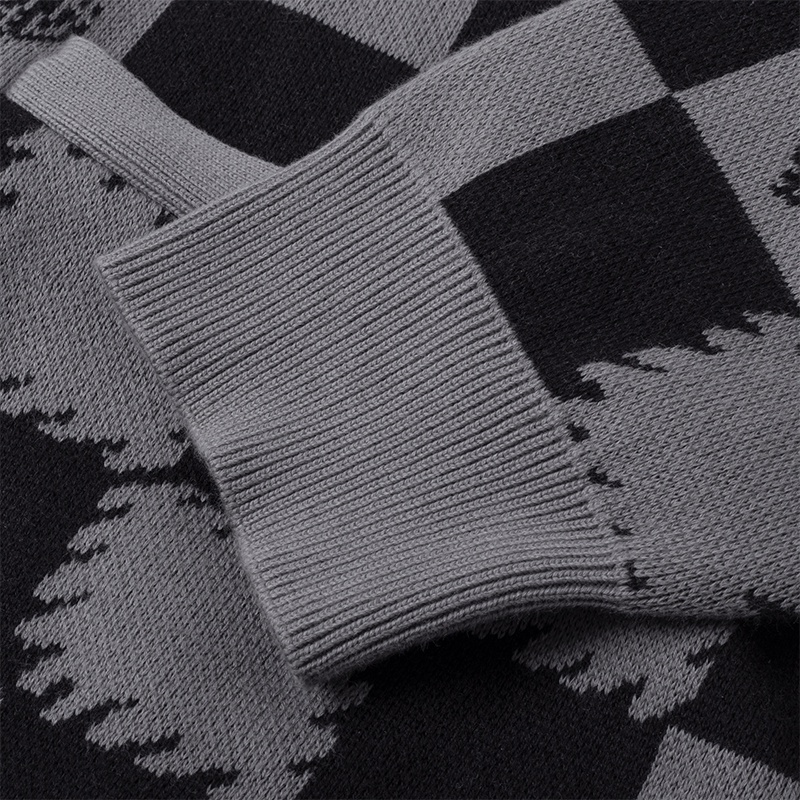 Dico Áo khoác Checkerboard Knit Cardigan - Grey