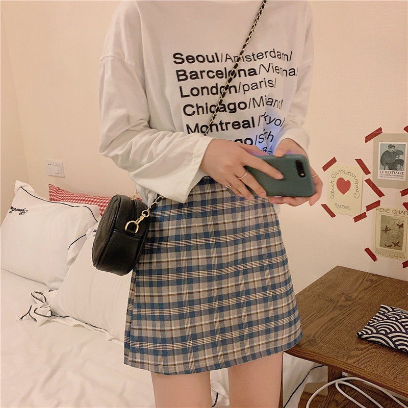 [Mã FASHIONT4WA2 giảm 10K đơn 50K] Chân váy chữ A kẻ caro nữ tính có quần trong | BigBuy360 - bigbuy360.vn