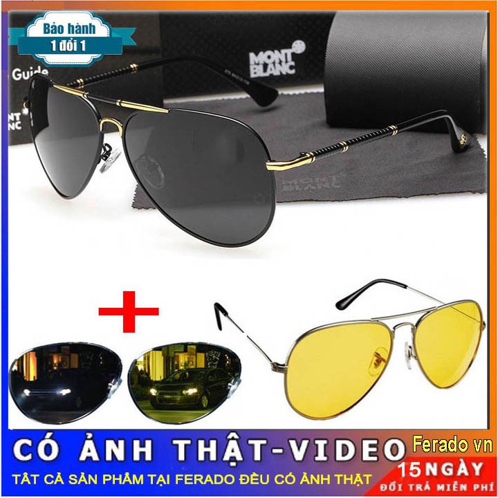 Combo kính mắt nam thời trang tặng kính đi đêm có hộp