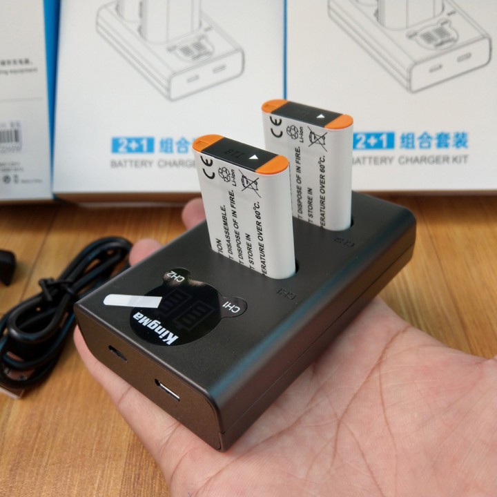 Bộ 2 pin 1 sạc đôi Kingma cho Sony NP-BX1 + Hộp đựng Pin
