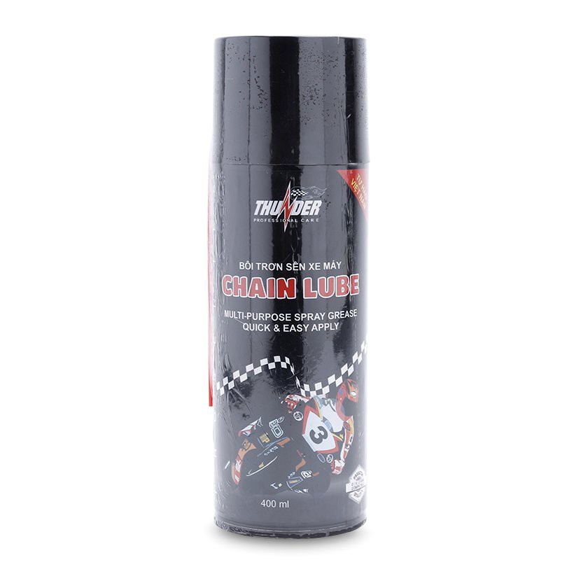 Bộ 3 sp Chai xịt vệ sinh sên xe máy TS-40 450ml, chai xịt dưỡng sên Thunder Chain Lube 400ml và bàn chải vệ sinh sên