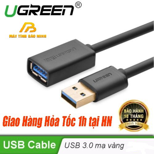 Cáp USB 3.0 Nối Dài 0,5 Mét Mạ Vàng Ugreen 30125 - Hàng Chính Hãng