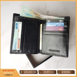 Ví nam da bò thật dáng đứng, Kiểu ví da thật nam có hộp đựng sang trọng, Bóp nam da bò họa tiết da sần có khóa CKD585