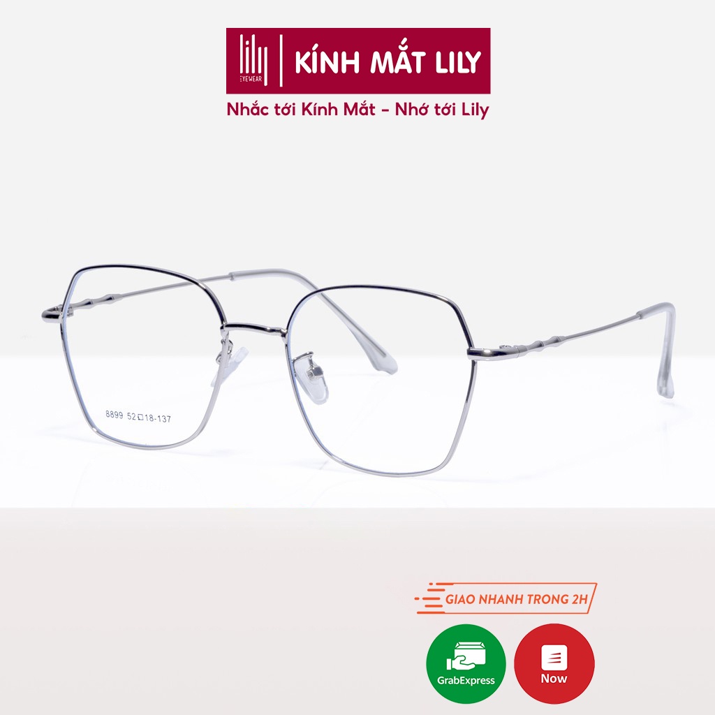 Gọng kính cận nữ Lilyeyewear mắt kính vuông to chất liệu kim loại thanh mảnh màu sắc thời trang 8899