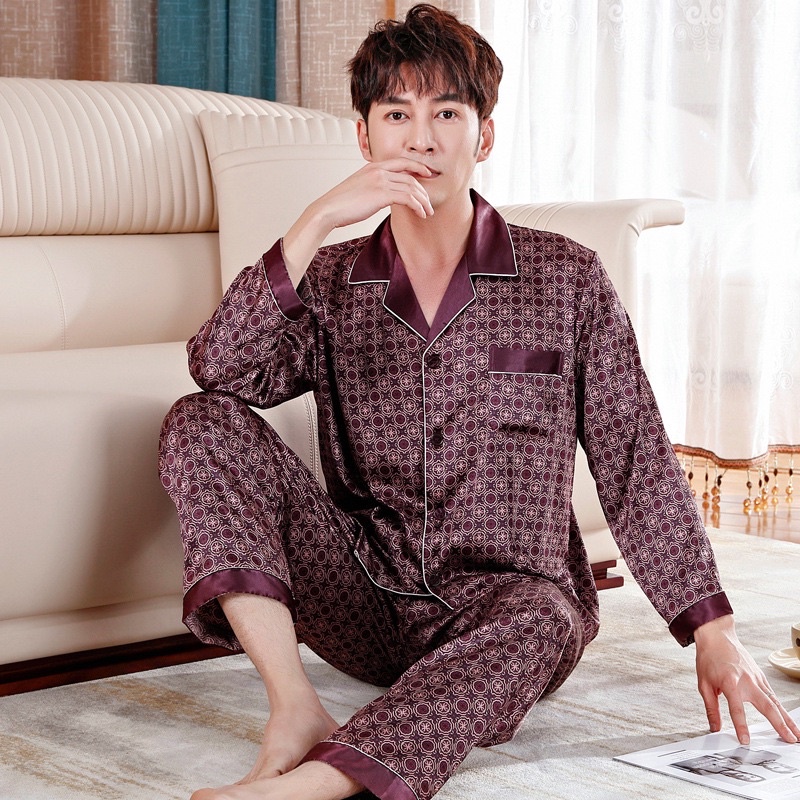 NG1908 Bộ pyjama nam dài tay chất lụa 4 mùa hàng nhập