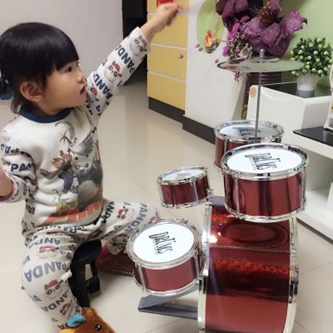 > Bộ trống số lớn cho trẻ em mới bắt đầu chơi jazz đồ nhạc cụ 1-3-6 tuổi 9 bé trai và gái đánh quà