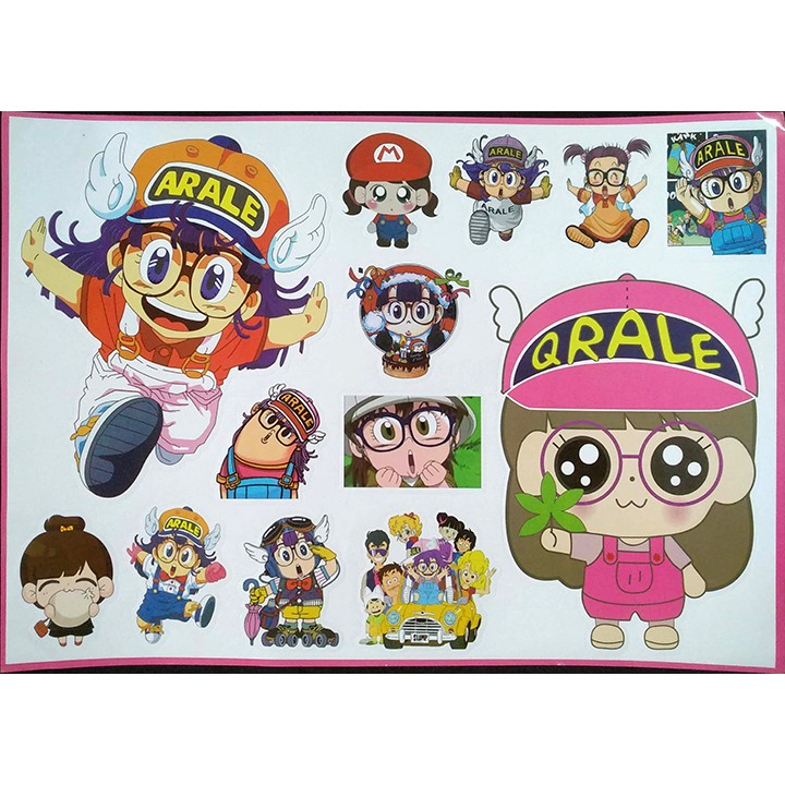 Tấm sticker dán chủ đề ARALE CÔ BÉ ROBOT