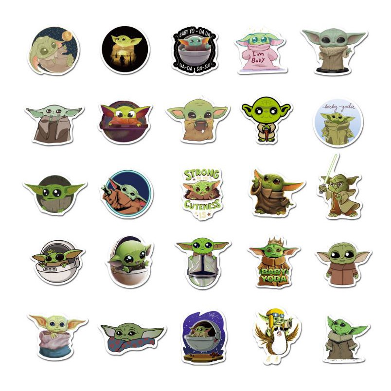 Sticker Baby Yoda nhựa PVC không thấm nước, dán nón bảo hiểm, laptop, điện thoại, Vali, xe, Cực COOL #181