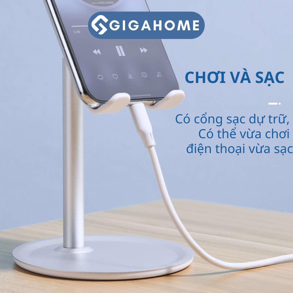 Giá Đỡ Điện Thoại, Máy Tính Bảng Để Bàn GIGAHOME Điều Chỉnh 45 Độ, Có Khay Để Đồ 8996