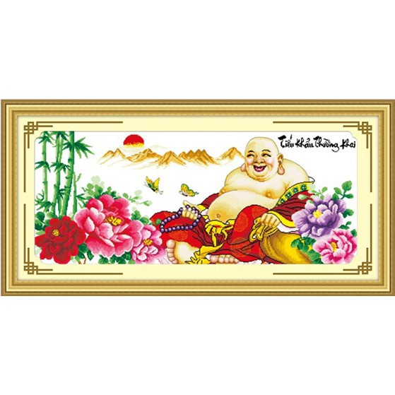 Tranh thêu chữ thập Phật Di Lặc KT:118x57cm ( chưa thêu)