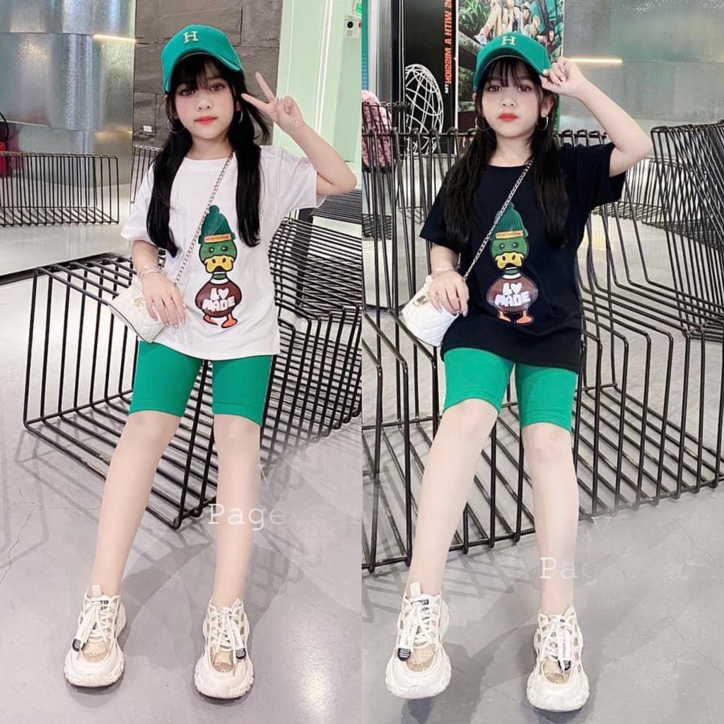Set Bộ Bé Gái Hình Chú Vịt Xanh Siêu Hot Size 8-35kg