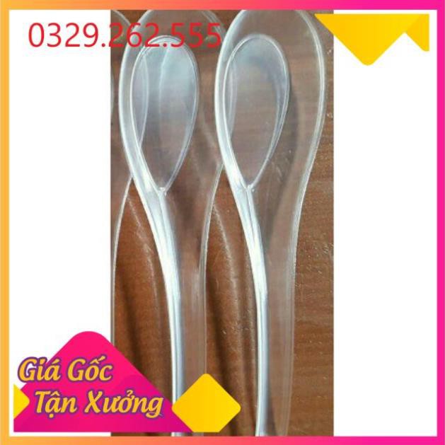 (Sale Khủng)  Set 100 Thìa nhựa ngắn 1 lần thìa ăn xôi