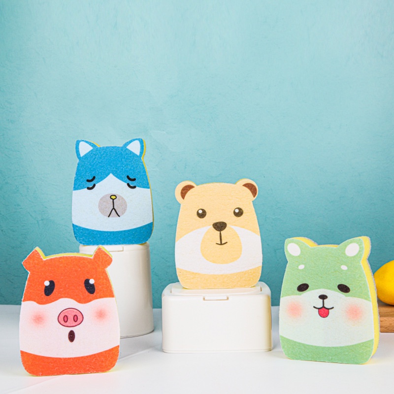 Dễ Thương Miếng Mút Rửa Chén Bằng Sợi Micro Hình Động Vật Hoạt Hình Đa Năng