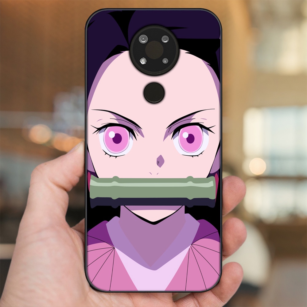 Ốp lưng Nokia 3.4 viền đen in hình Nezuko Kimetsu no Yaiba