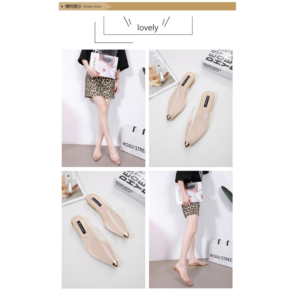 Thời Trang Dép Quai Ngang Trong Suốt Cho Nữ (Size 35-40)