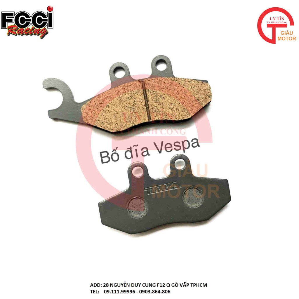 BỐ THẮNG DĨA XE PIAGGIO VESPA SPRINT ,LIBERTY HÃNG FCCI THÁI LAN CHO XE MÁY